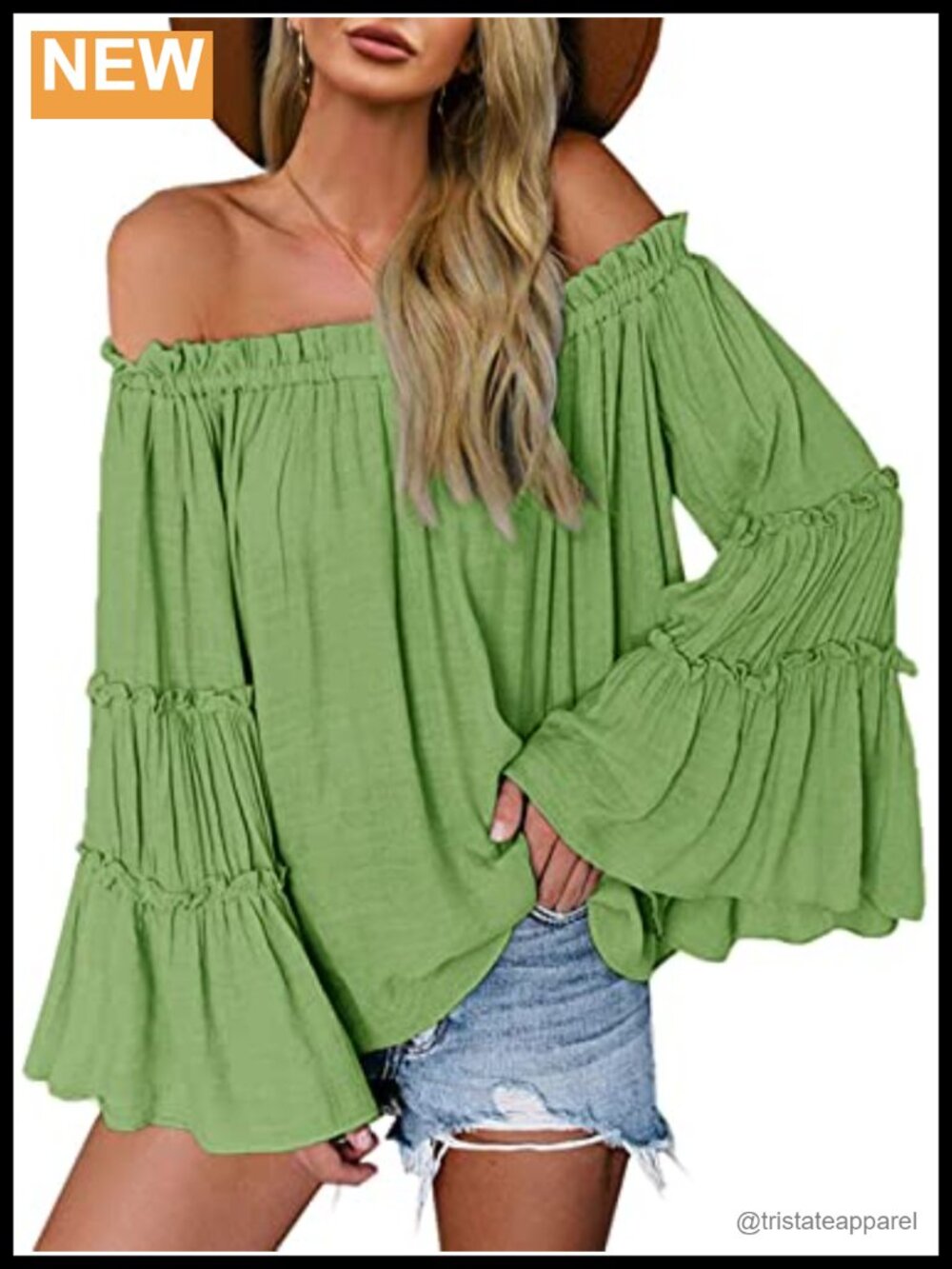 Off Shoulder Bell Sleeve Blouse Womens Casual Loose Peasant Top Ruffle